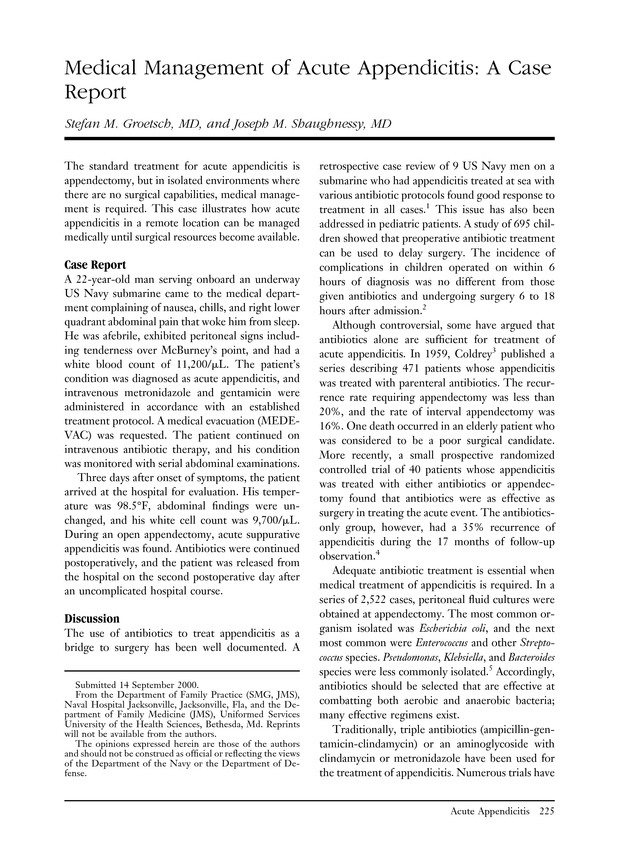 example case study of acute appendicitis